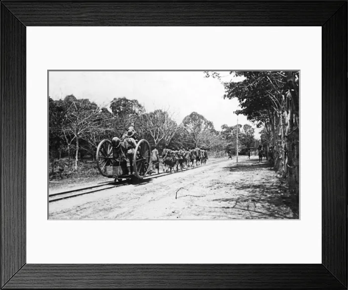 Framed Print : Use of manpower on mini railway, Schaedels Farm, WW1 Framed Print : Use of manpower on mini railway, Schaedels Farm, WW1