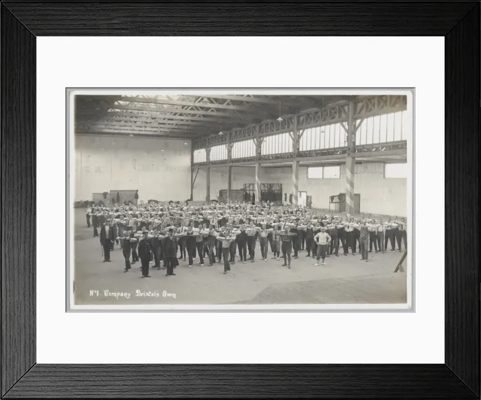Framed Print : Recruits at physical drill in a hall - Gloucestershire Regim Framed Print : Recruits at physical drill in a hall - Gloucestershire Regim