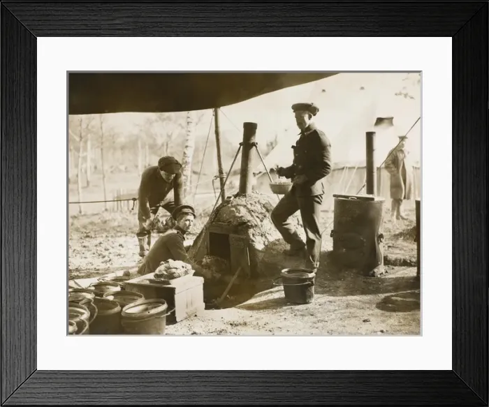 Framed Print : British soldiers putting joints into the oven to roast Framed Print : British soldiers putting joints into the oven to roast