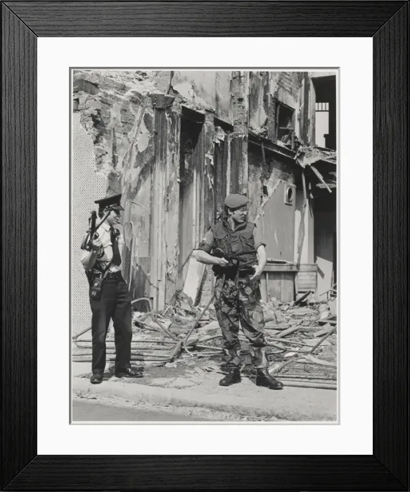Framed Print : Construction of a roadblock, checkpoints Framed Print : Construction of a roadblock, checkpoints