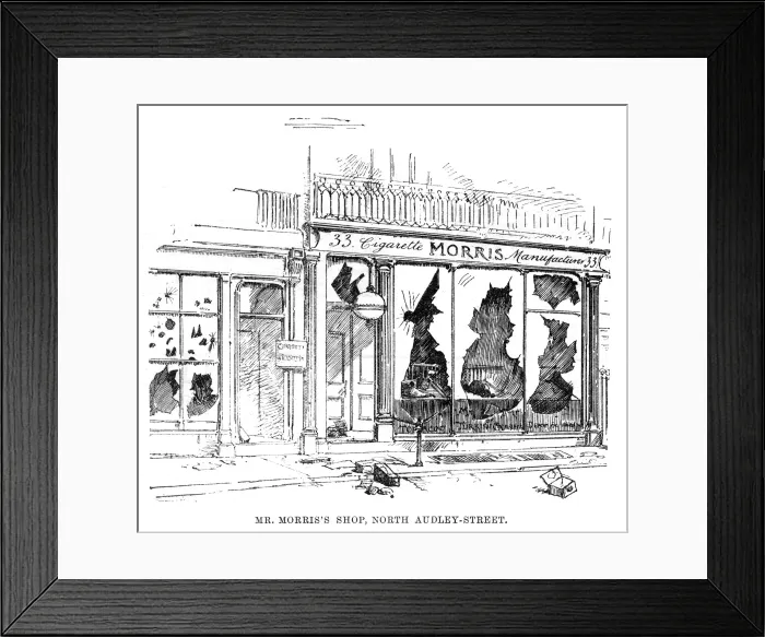 Framed Print : West End riots: shops damaged by rioters, 1886 Framed Print : West End riots: shops damaged by rioters, 1886