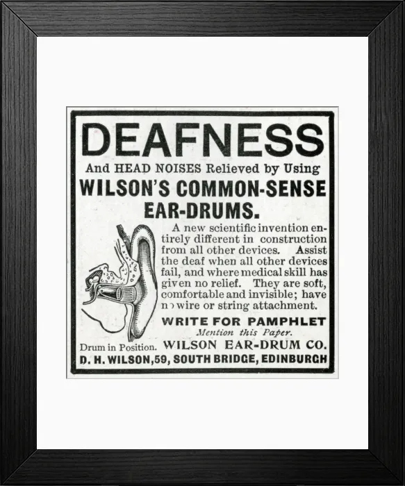 Framed Print : Advert for D. H Wilsons deafness 1902