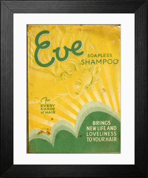 Framed Print : Packet design, Eve Soapless Shampoo Framed Print : Packet design, Eve Soapless Shampoo