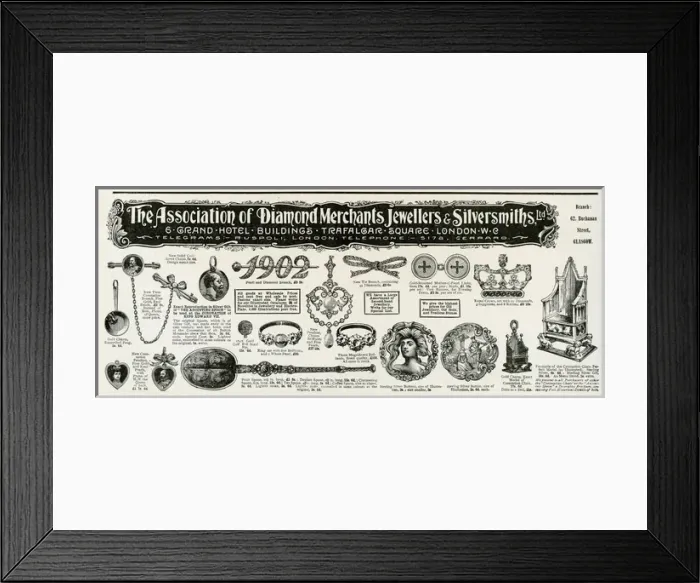 Framed Print : Advert for Coronation jewellery 1902 Framed Print : Advert for Coronation jewellery 1902