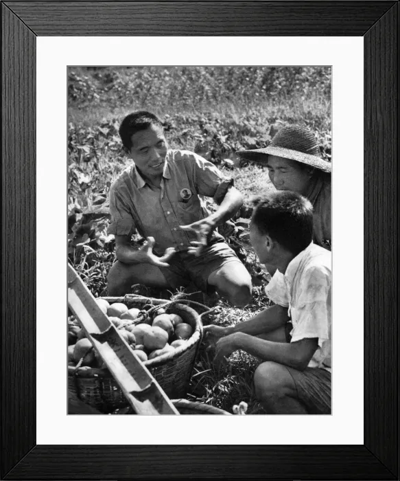 Framed Print : Communist China - farm workers in discussion Framed Print : Communist China - farm workers in discussion