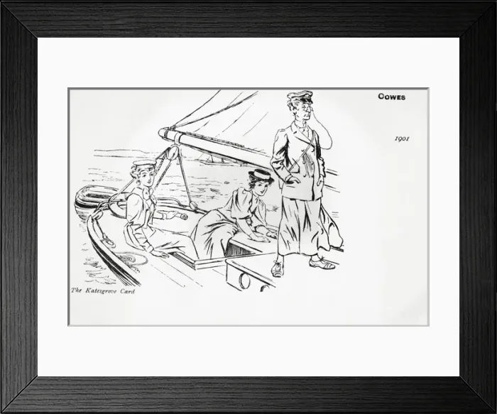 Framed Print : Cowes - Stern Lady Skipper with her young female crew Framed Print : Cowes - Stern Lady Skipper with her young female crew
