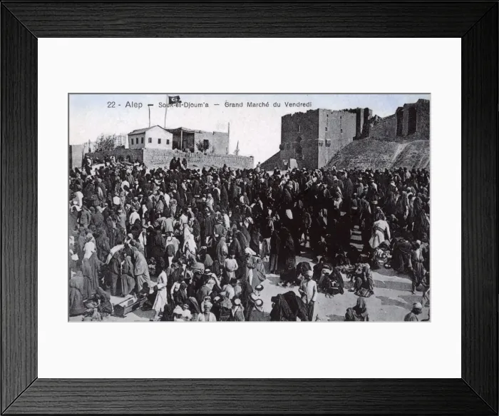Framed Print : Crowds of people at the Friday Market, Aleppo, Syria Framed Print : Crowds of people at the Friday Market, Aleppo, Syria