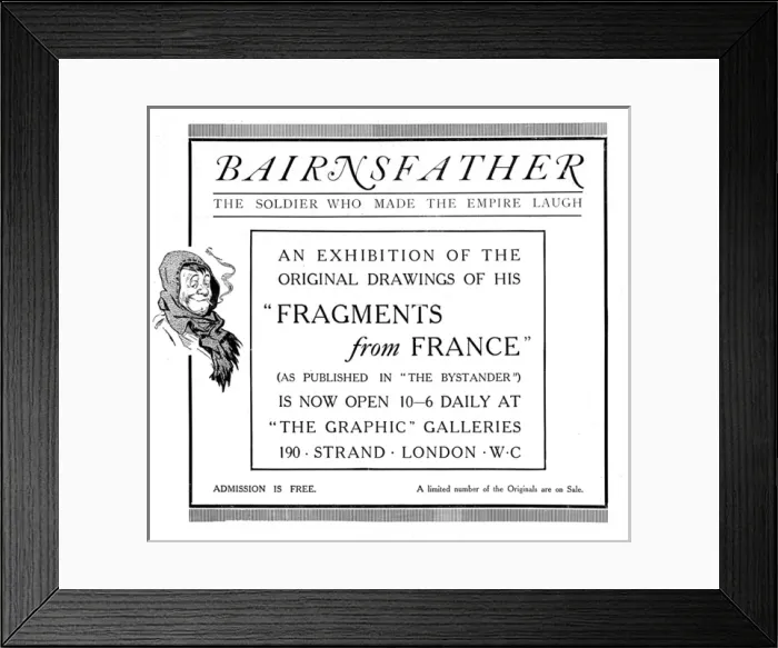 Framed Print : Bruce Bairnsfather Fragments from France exhibition, 1916 Framed Print : Bruce Bairnsfather Fragments from France exhibition, 1916