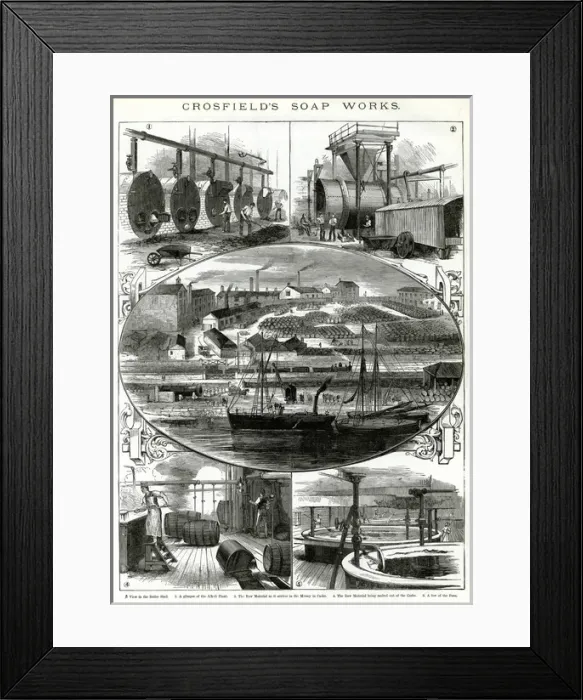 Framed Print : Crosfields soap works, Warrington 1886 Framed Print : Crosfields soap works, Warrington 1886