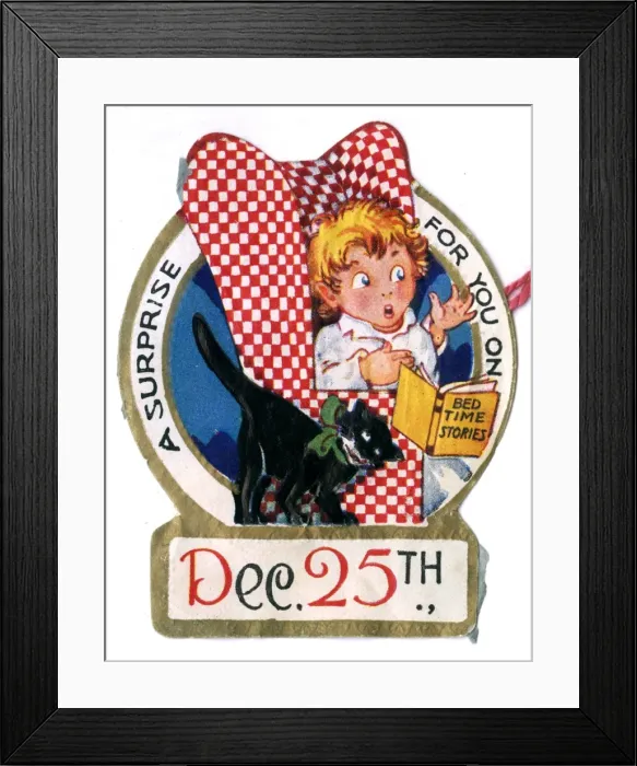 Framed Print : Christmas present gift tag -- boy in chair Framed Print : Christmas present gift tag -- boy in chair