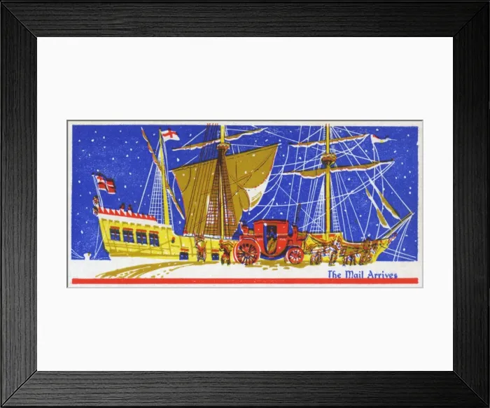 Framed Print : Christmas present gift tag -- ship and mailcoach Framed Print : Christmas present gift tag -- ship and mailcoach