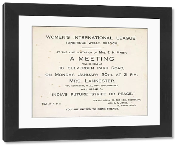 Invitation card, Womens International League