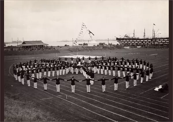 Naval display in a sports field