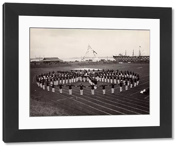 Naval display in a sports field