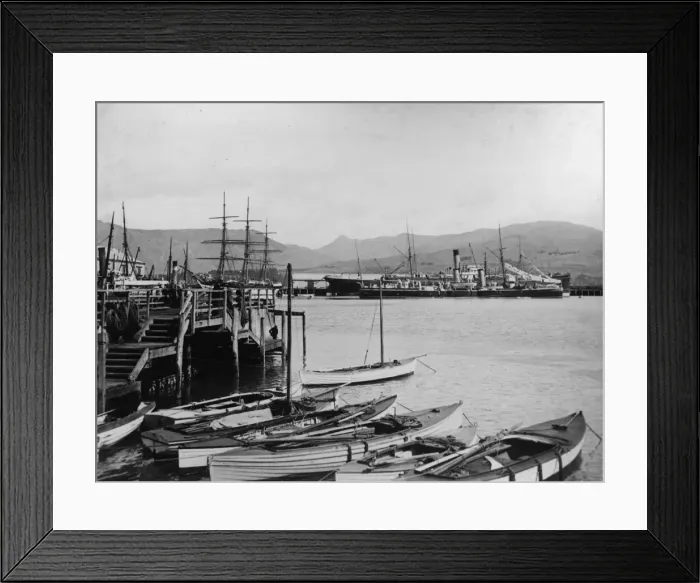 Framed Print : Harbour with boats and ships, Lyttleton, New Zealand