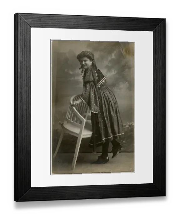 Framed Print : Czech Peasant girl in traditional costume - studio portrait Framed Print : Czech Peasant girl in traditional costume - studio portrait
