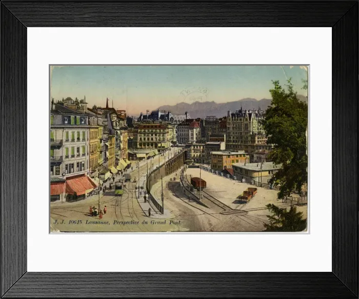 Framed Print : Lausanne, Switzerland - View of the Grand Pont