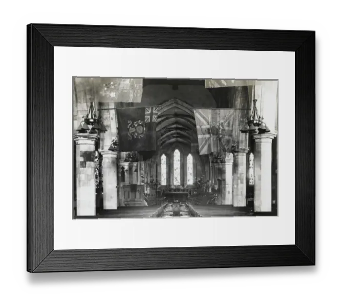 Framed Print : Portsmouth Garrison Church, showing colours of Scinde Camel Framed Print : Portsmouth Garrison Church, showing colours of Scinde Camel