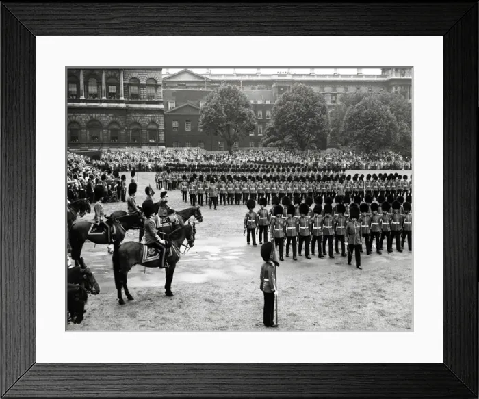 Framed Print : H. M. The Queen, in the scarlet of the Grenadiers Framed Print : H. M. The Queen, in the scarlet of the Grenadiers