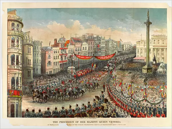 The Procession of HM Queen Victoria in Trafalgar Square