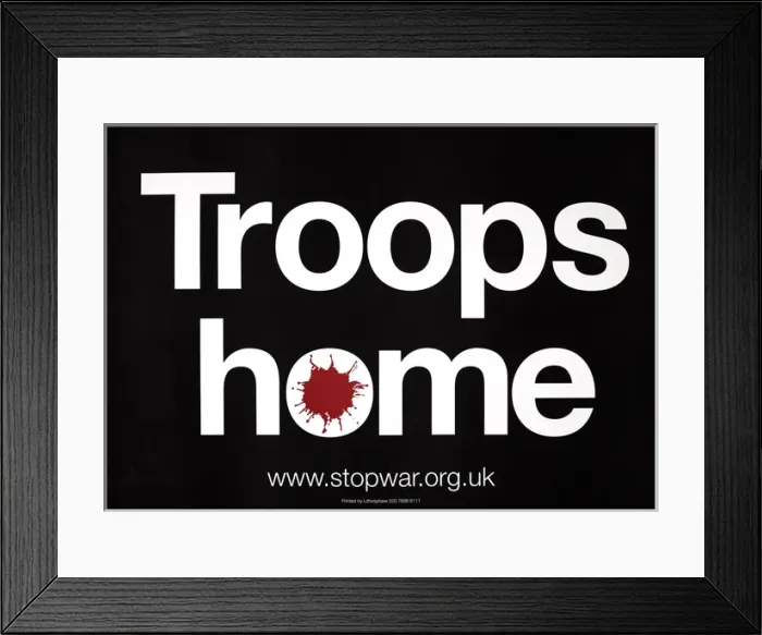 Framed Print : Protest placard printed with ?Troops home?, 2006-2011 Framed Print : Protest placard printed with ?Troops home?, 2006-2011