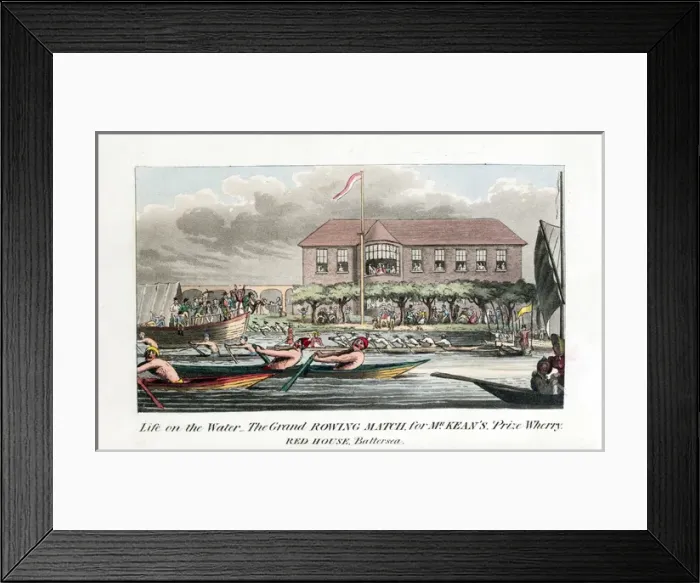 Framed Print : Pierce Egans Anecdotes: rowing race at Battersea Framed Print : Pierce Egans Anecdotes: rowing race at Battersea