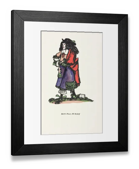 Framed Print : Walter de la Mare drawing Man in Cavalier costume Framed Print : Walter de la Mare drawing Man in Cavalier costume