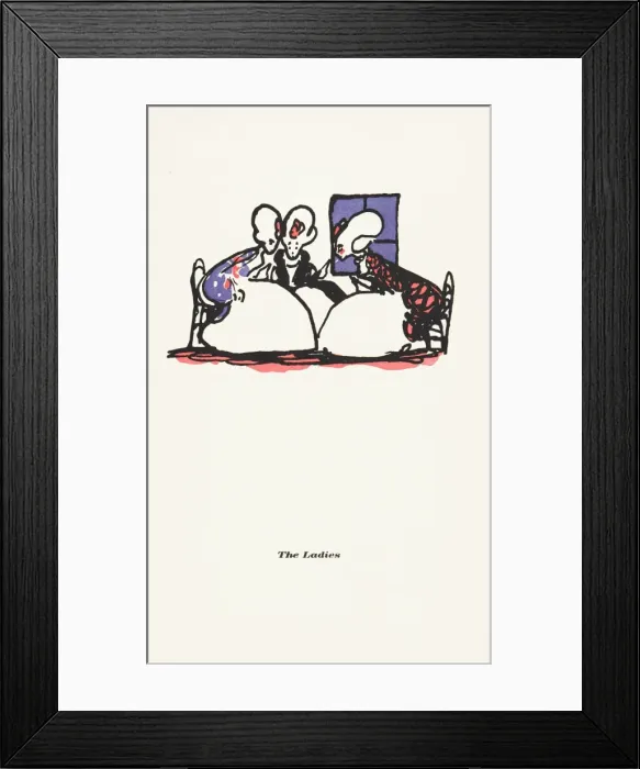 Framed Print : Walter de la Mare drawing 3 ladies gossipping Framed Print : Walter de la Mare drawing 3 ladies gossipping