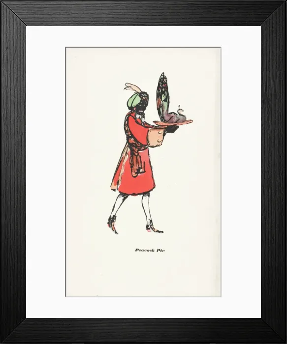 Framed Print : Walter de la Mare drawing black servant with peacock Framed Print : Walter de la Mare drawing black servant with peacock