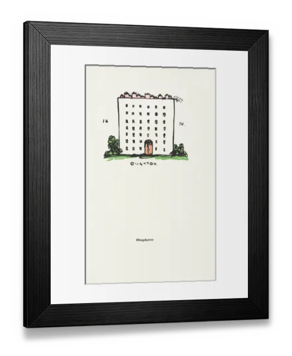 Framed Print : Walter de la Mare drawing large building with chimneys Framed Print : Walter de la Mare drawing large building with chimneys