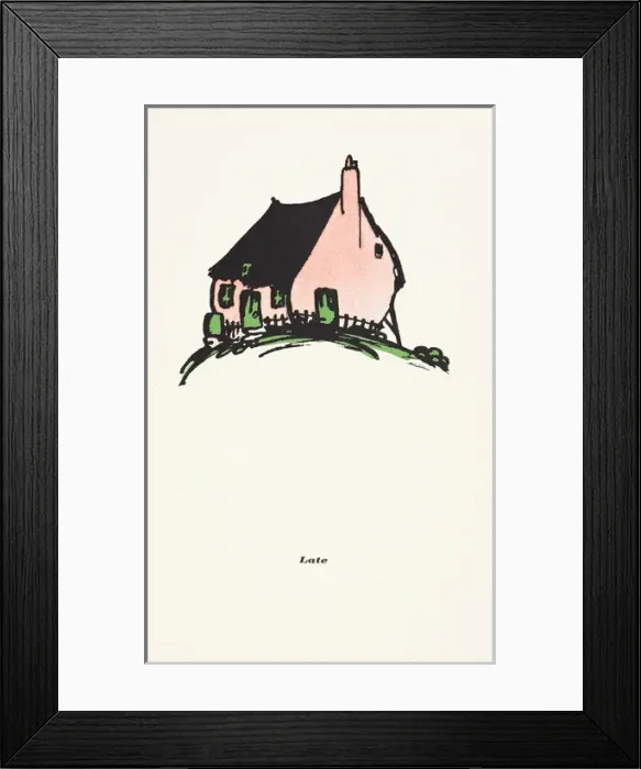 Framed Print : Walter de la Mare drawing thatched cottage Framed Print : Walter de la Mare drawing thatched cottage