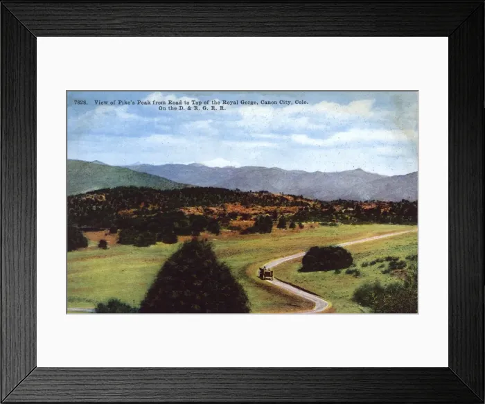 Framed Print : USA - View of Pikes Peak from Road to top of Royal Gorge Framed Print : USA - View of Pikes Peak from Road to top of Royal Gorge