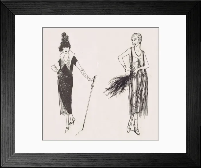 Framed Print : Sketches of two ladies fashions from 1921 from Paris Framed Print : Sketches of two ladies fashions from 1921 from Paris