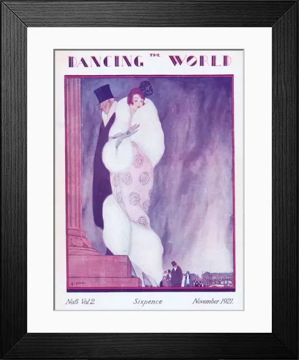 Framed Print : Art deco cover of The Dancing World Magazine, November 1921 Framed Print : Art deco cover of The Dancing World Magazine, November 1921