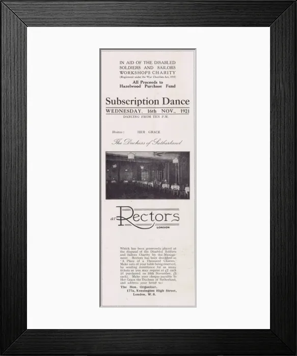 Framed Print : Advert for a subscription dances at Rectors Nightclub, Lond Framed Print : Advert for a subscription dances at Rectors Nightclub, Lond