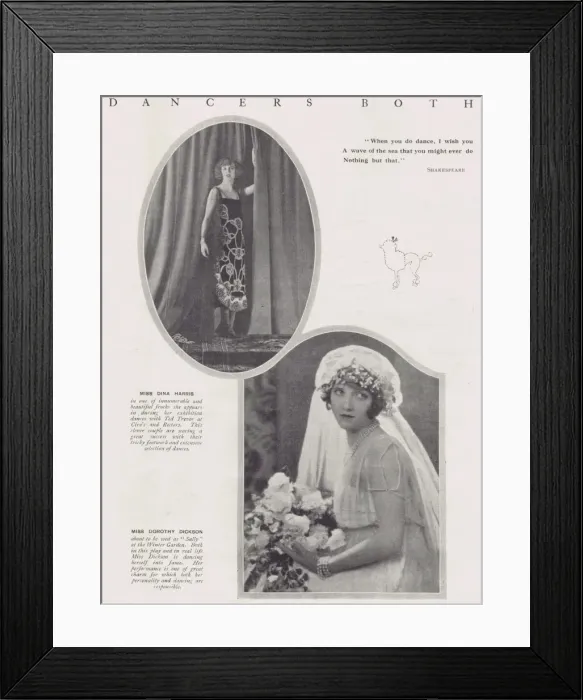 Framed Print : Portraits of the dancers Dina Harris and Dorothy Dickson, L