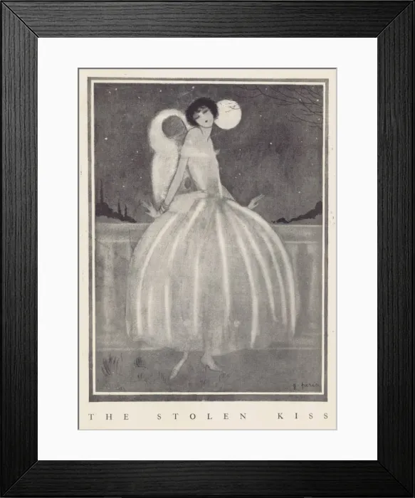 Framed Print : Art deco sketch entitled The Stolen Kiss by G. Peres Framed Print : Art deco sketch entitled The Stolen Kiss by G. Peres