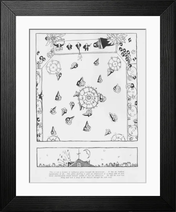 Framed Print : A club with band, diners and dancers looking down from club Framed Print : A club with band, diners and dancers looking down from club