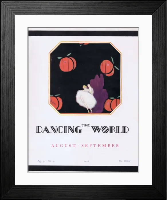 Framed Print : Art deco cover of The Dancing World Magazine