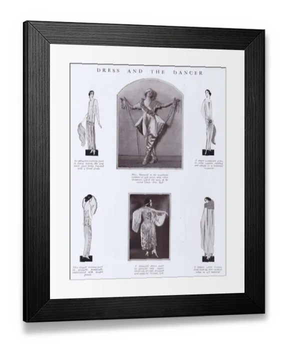 Framed Print : Dress and the Dancer: four costume sketches and two costumes Framed Print : Dress and the Dancer: four costume sketches and two costumes