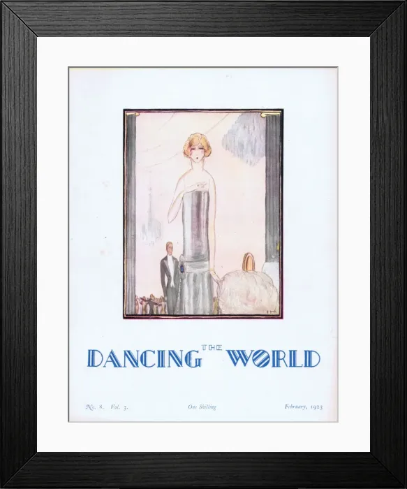 Framed Print : Art deco cover of The Dancing World Magazine, February 1923 Framed Print : Art deco cover of The Dancing World Magazine, February 1923