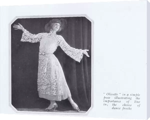 A portrait of the dancer Oilvette in an elegant dance frock