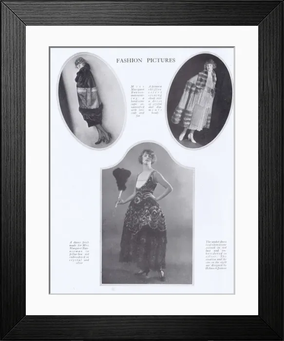 Framed Print : Three fashion creations for Margaret Bannerman, London, 1923 Framed Print : Three fashion creations for Margaret Bannerman, London, 1923