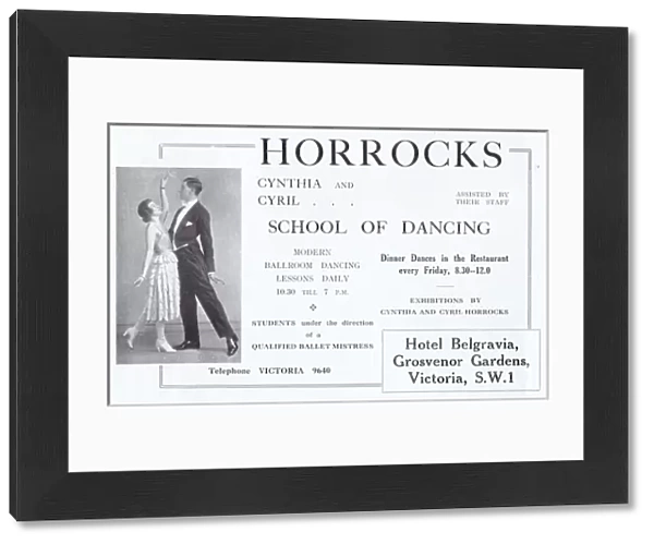 Advert for the Horrocks School of Dancing, London, 1923