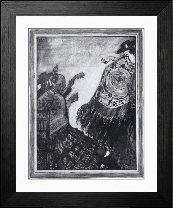 Framed Print : An art deco sketch by Peres of a Spanish dancer, 1923 Framed Print : An art deco sketch by Peres of a Spanish dancer, 1923