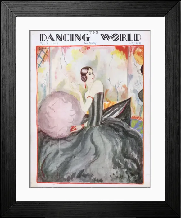 Framed Print : Art deco cover of The Dancing World Magazine, May 1923 by Pe Framed Print : Art deco cover of The Dancing World Magazine, May 1923 by Pe