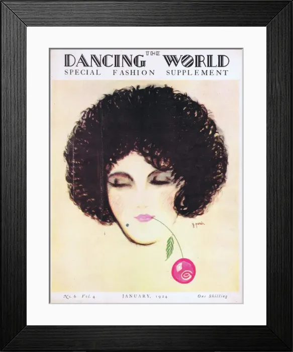 Framed Print : Art deco cover of The Dancing World Magazine, Jan 1924 by Pe Framed Print : Art deco cover of The Dancing World Magazine, Jan 1924 by Pe
