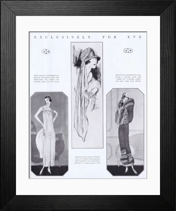 Framed Print : Three art deco fashion sketches by G. Peres Framed Print : Three art deco fashion sketches by G. Peres