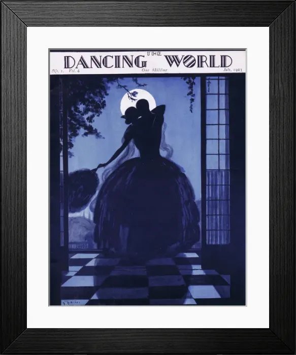 Framed Print : Art deco cover of The Dancing World Magazine, July 1923 by P Framed Print : Art deco cover of The Dancing World Magazine, July 1923 by P