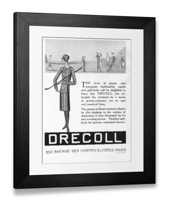 Framed Print : Advert for the Paris fashion house of Drecoll, 1926 Framed Print : Advert for the Paris fashion house of Drecoll, 1926